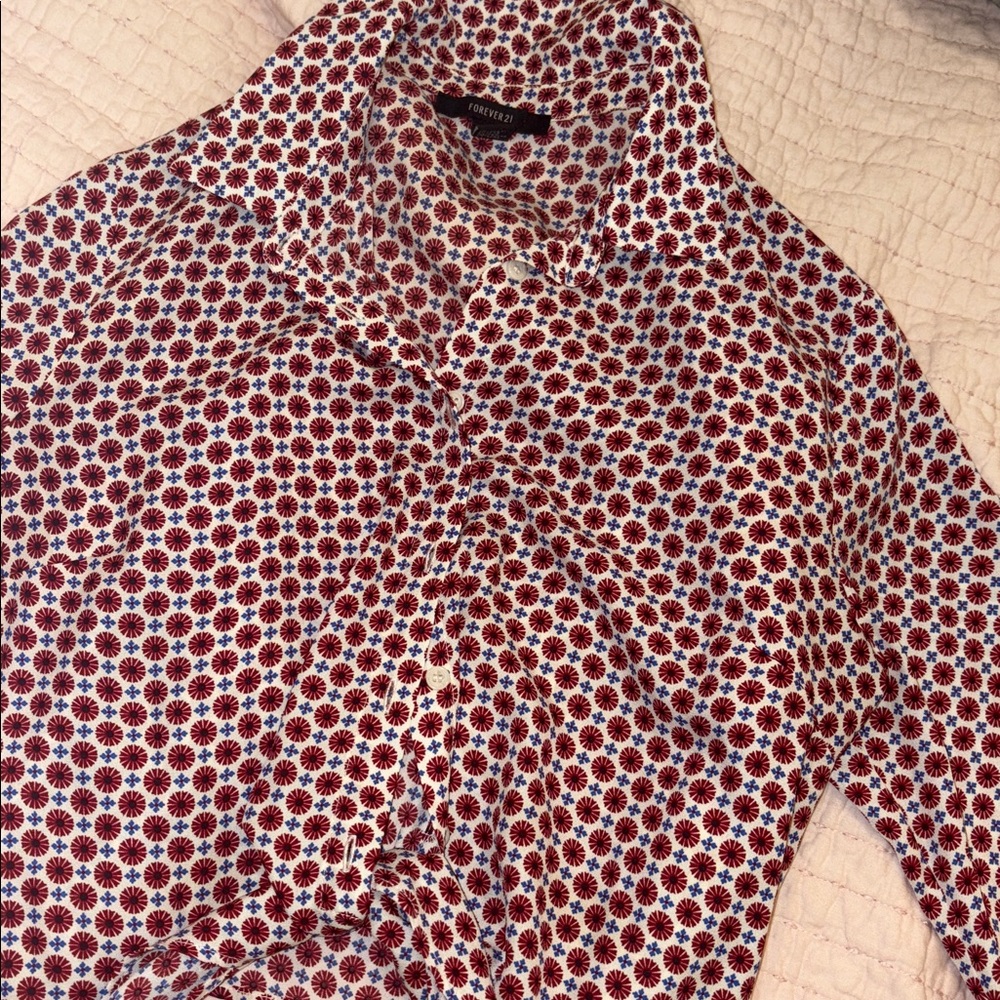 Forever 21 Red and Blue Floral Top